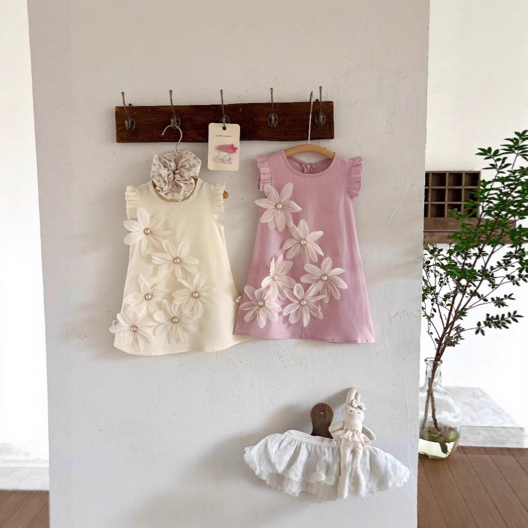 Children's Clothing Girls Summer Dress Baby Girl Summer 2025 New Princess Dress Elegant Flower Sleeveless Dress