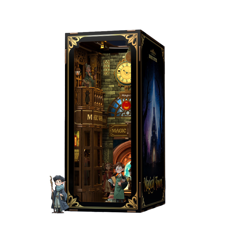 跨境 亚马逊热销手工拼装立体Diy木质拼图书屋3D创意魔法小镇批发|undefined