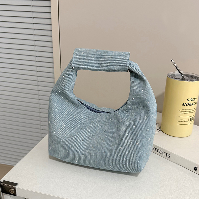 Moda moda moda personalidad jeans taladro caliente bolsas de bolsillo de mano alta calidad brillante bolsas de hombro de viaje mochila