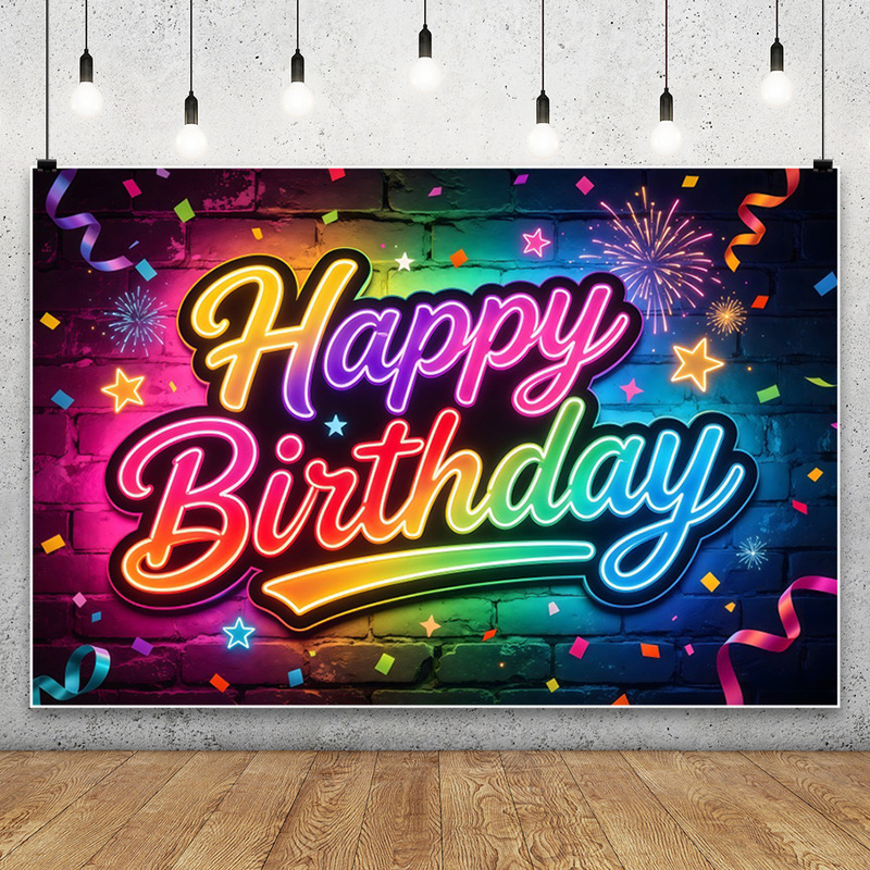 New Modern Colorful Graffiti Neon Light Birthday Party Photography Backdrop Export Studio Shooting Background Banner