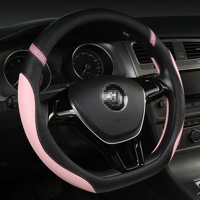 Steering wheel cover: Steering Wheel Cover - d-type-black-and-pink-38cm
