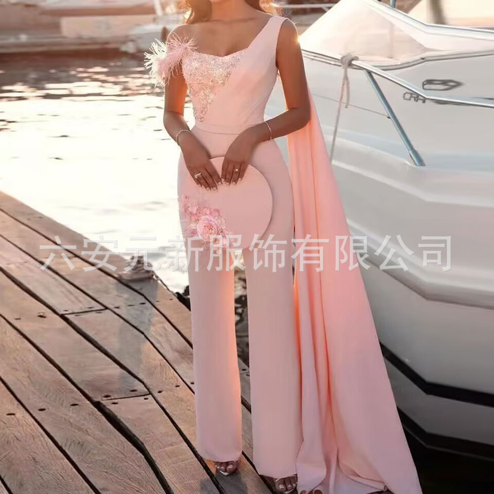 Europa y América del comercio exterior AliExpress nuevo vestido rosa de las señoras elegantes pantalones sexy vestido image 1
