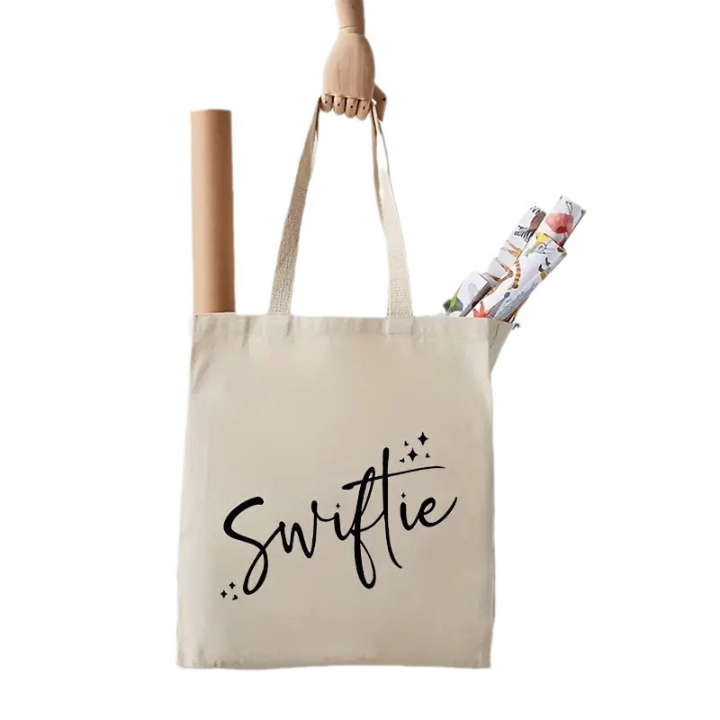 Inglés letra canción impresión bolsa de lona bolso de hombro plegable bolso de compras Amazon Venta caliente comercio exterior