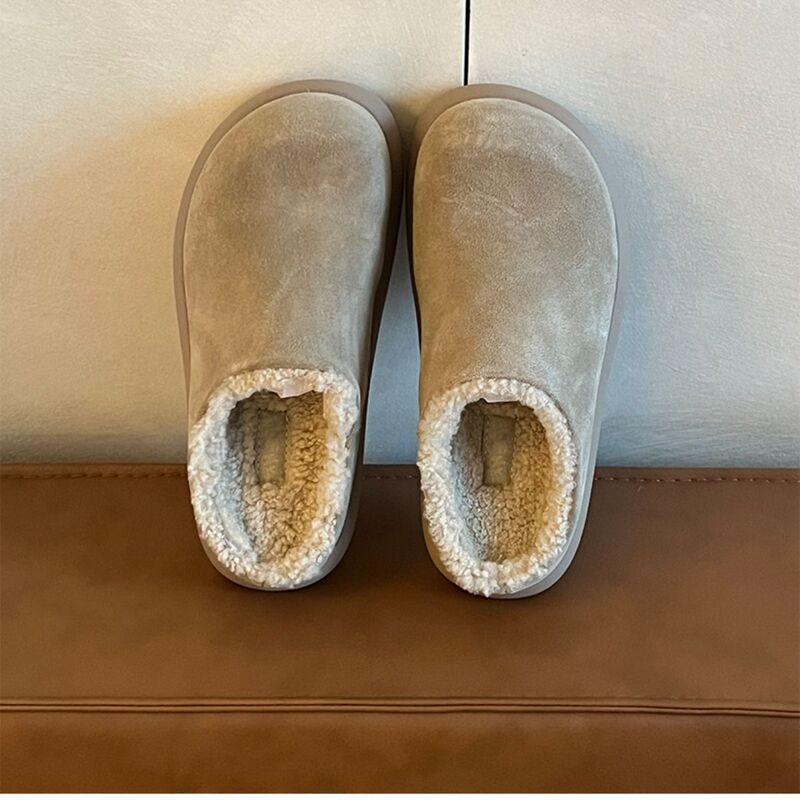 Birkenstock Thick-Soled Closed-Toe Mule Slippers 2025 New Style Furry Slippers for Women Winter Warm Outdoor Mule Snow Boots Trendy
