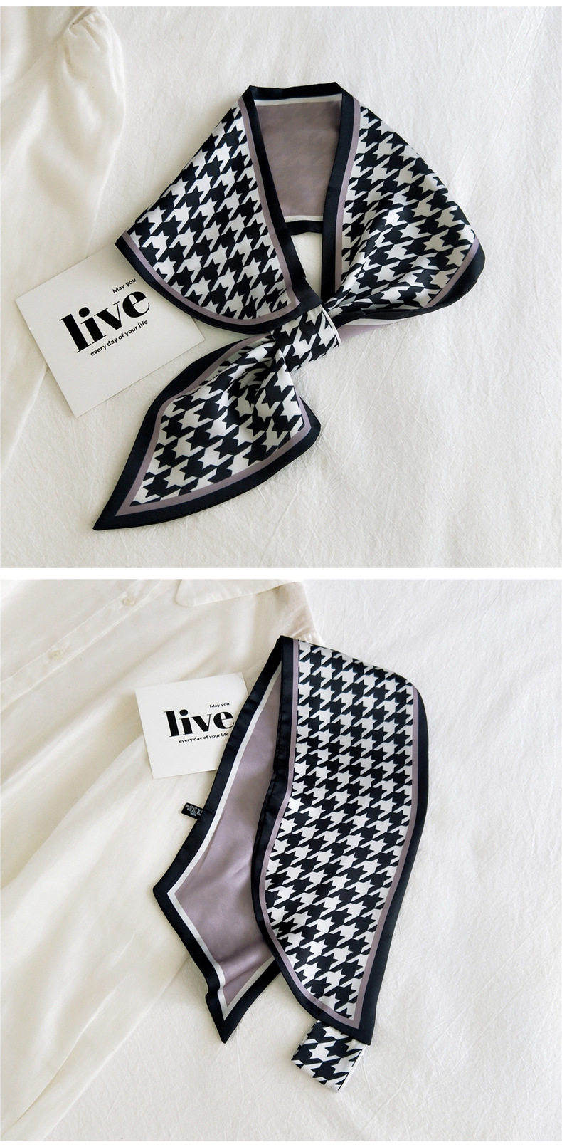 50g Weight Silk Scarf Classification Travel Occasion Unisex Gender Patchwork Design Sweet Style Khaki, Grey, Purple, Red, Green, Blue, Camel, Yellow, Black Color Fashion Printing Small Silk Scarf 7