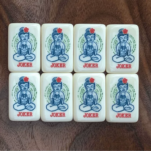 9 Florence Mahjong Acrylic Light Green/White Four-Noted Buddha Head American Style Hand-Crafted Mahjong