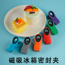 厂家批发便携塑料磁性封口夹子带磁冰箱夹包装袋口密封夹子照片夹