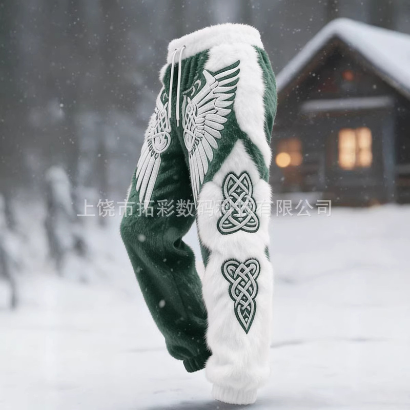 Independent Brand European and American Digital Print Men's Street Style Casual Jogger Pants Autumn Drawstring Long Flannel Sports Sweatpants Independent Brand European and American Digital Print Men's Street Style Casual Jogger Pants Autumn Drawstring Long Flannel Sports Sweatpants
