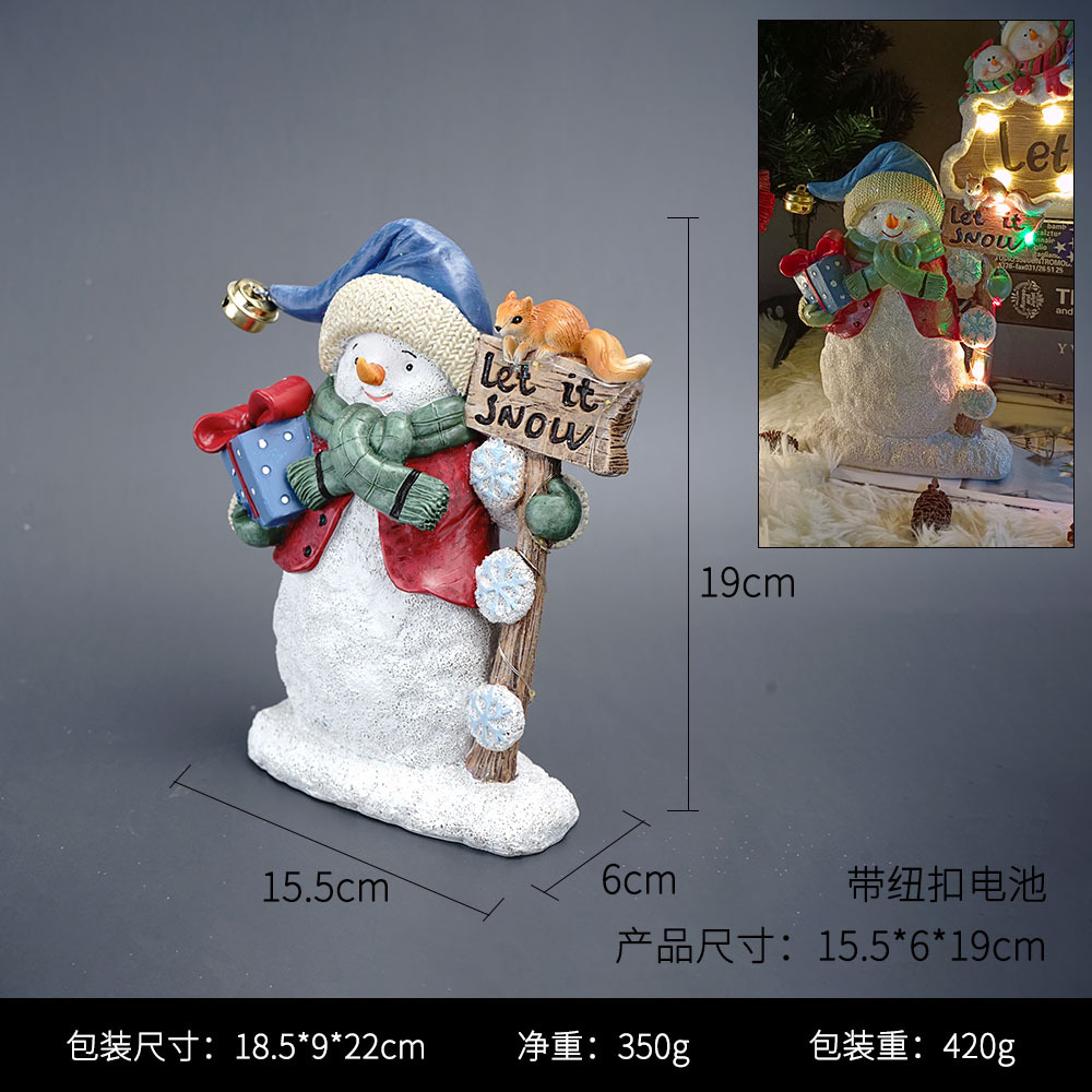 Decoración de Navidad americana creativa Navidad luminoso regalo resina artesanía hogar sala de estar decoración de escritorio