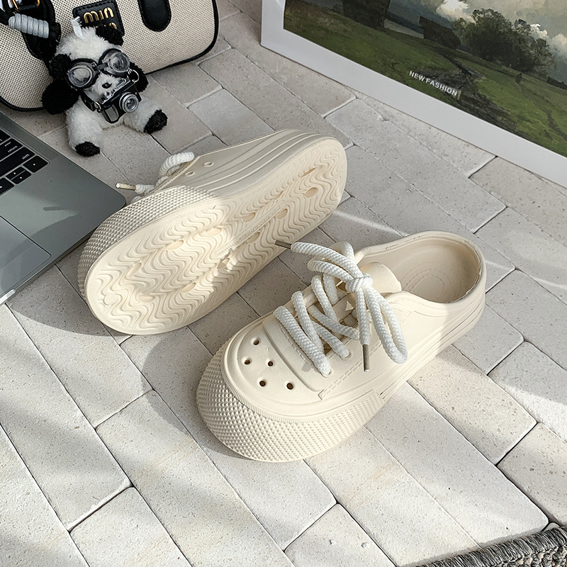 Hole Shoes Women's Summer Outer Wear Height-increasing Non-slip Breathable Baotou Drag Thick Sole Non-smelly Feet High-end Beach Slippers