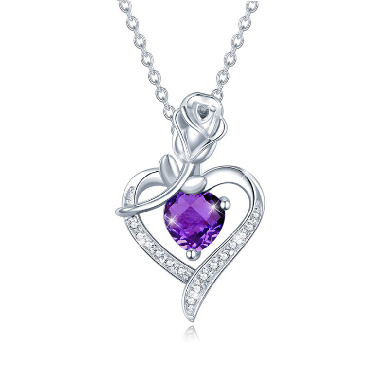 1 Piece Fashion Heart Shape Alloy Inlay Artificial Diamond Womenu0027S Pendant Necklace