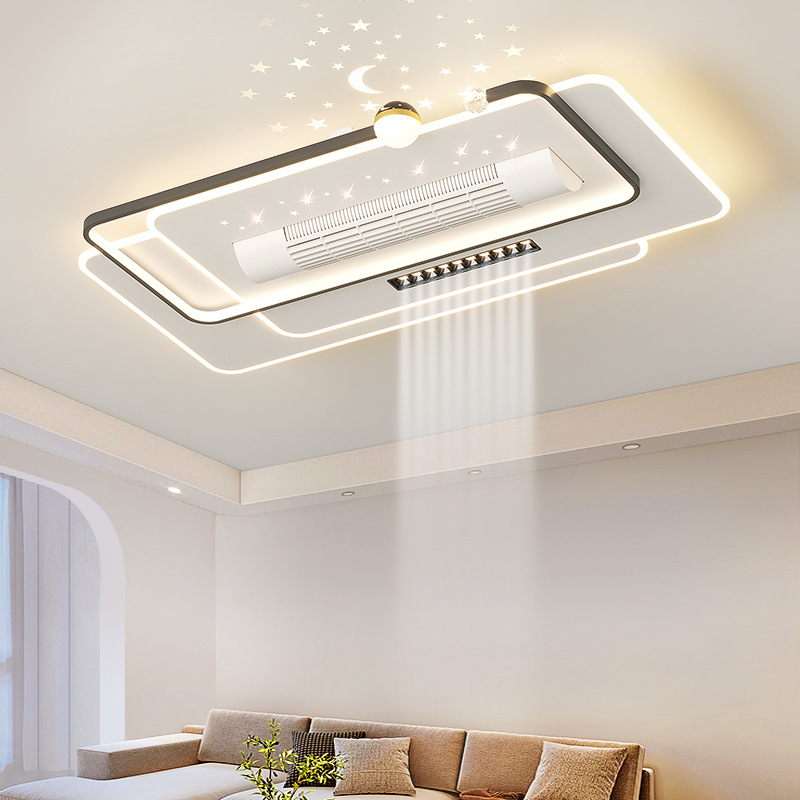 Luz de ventilador de cielo estrellado simple moderna, luz de sala de estar, nueva luz de dormitorio de viento grande silenciosa, luz de sensor premium, 2025