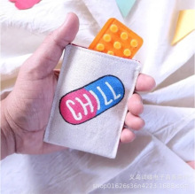 刺绣钱包眼睛字母零钱包 Funny Birthcontrol Pill Case Sleeve