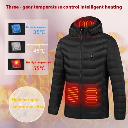Specially designed heated cotton jacket with smart temperature control, featuring electric heating for warmth—ideal for cold-weather wear.