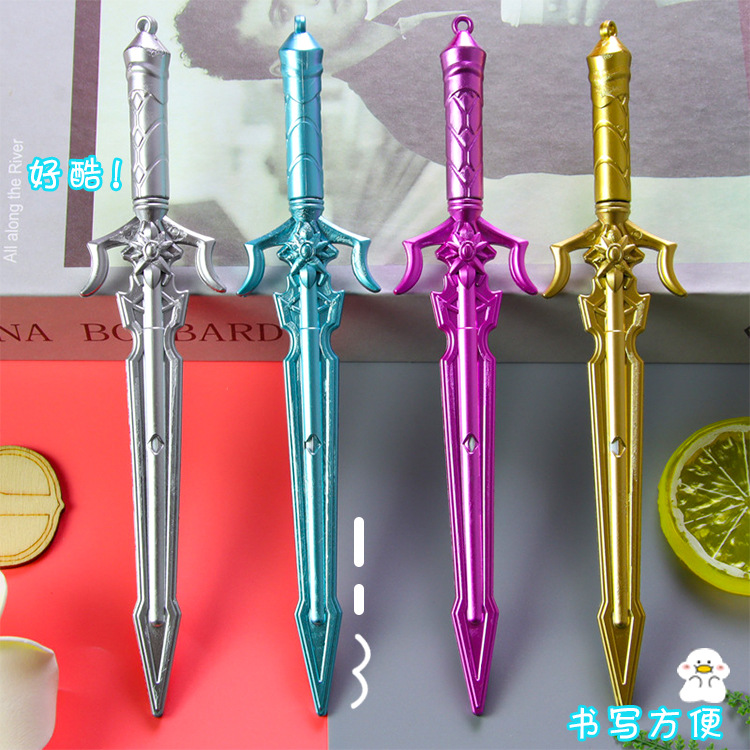 Pluma creativa del gel de la espada del emperador anime arma modelado pluma lindo papelería estudiante espada pluma de agua retro arma pluma