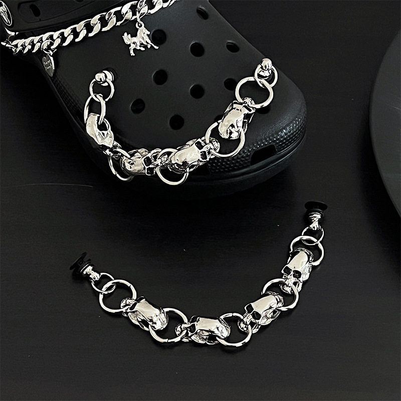 New shoe buckle Pearl Skull ins Hipster punk Wind Cave Cave Shoes Accessories Chain accessories diy hip hop shoe chain