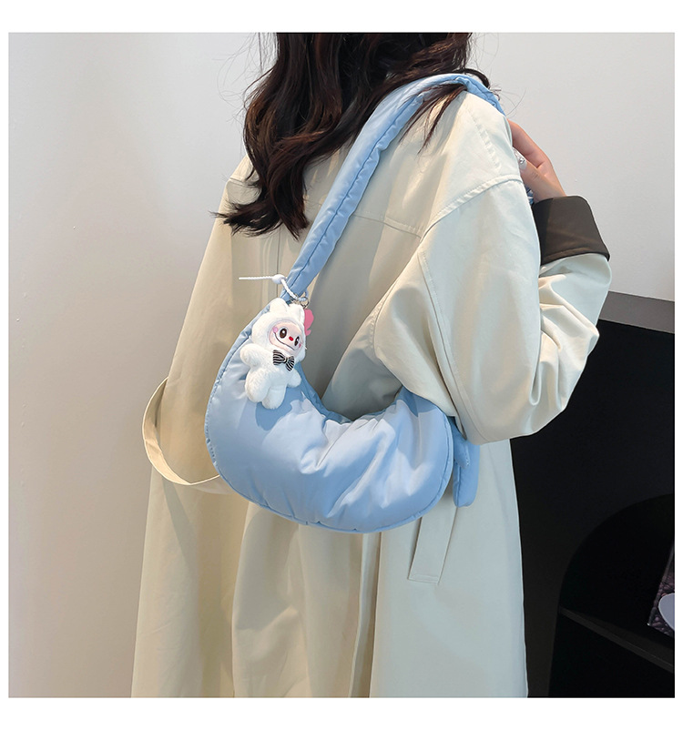 165g Weight Polyester Cotton Lining Material Sewing Thread Fashion Element Zipper Closure Type Single Shoulder Strap Strap Type Crossbody Bag Bags Type Daily, Street Occasion Nylon Material Solid Color Pattern All Seasons Season Women's Gender Basic, Classic Style Style Dumpling Shape Shape Medium Size Women's Medium Nylon Solid Color Basic Classic Style Sewing Thread Dumpling Shape Zipper Crossbody Bag 11