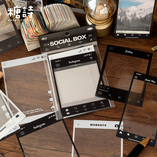 Sugar Poetry PET White Ink Sticker Pack Frame Museum Series Retro Fantasy Handbook Photo Frame Stickers 6 Styles