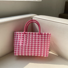 跨境货源PVC手工编织包ins风菜篮子包夏季沙滩包度假包小众手提包