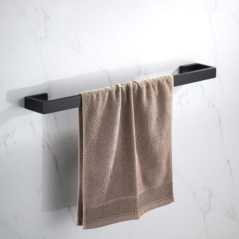 Cross-Border Towel Rack 304 Stainless Steel Rectangular Towel Rack Bathroom Wall-Mounted Towel Rack 24inch Towel Rack Single Pole