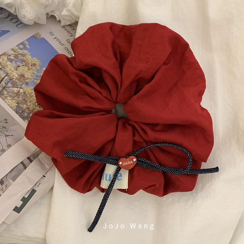 Summer Refreshing Bow Lace Hair Tie for Girls, Pastoral Style, High-Quality Large Bun Hair