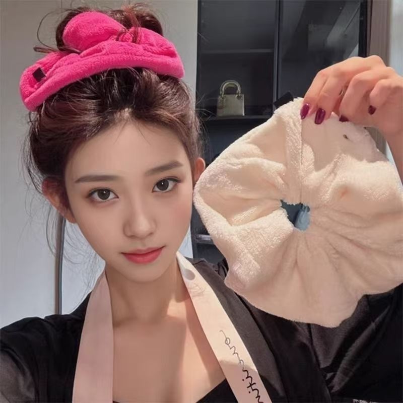 超大毛巾发圈干发大肠发圈女气质简约秋冬丸子头枕头毛绒头绳头饰|undefined