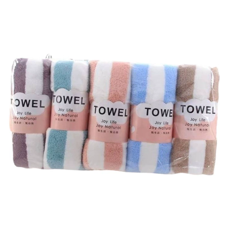 Полотенце из кораллового флиса для мытья лица, впитывающее безворсовое Полосатое домашнее хозяйство, чистка головы взрослых, быстросохнющее банное полотенце для лица
