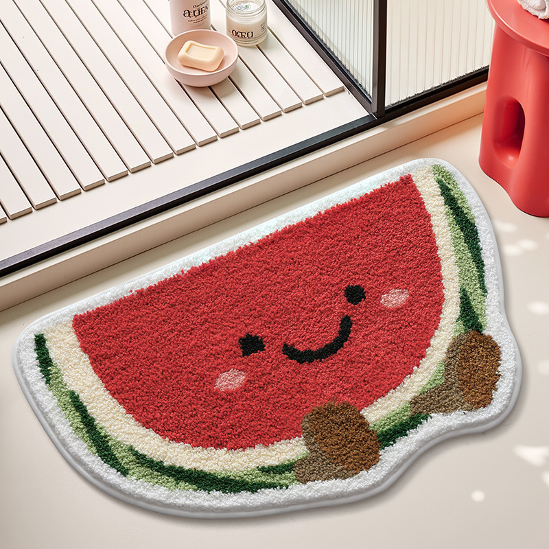 Thickened Imitation Cashmere Floor Mat Cartoon Special-Shaped Fruit Floor Mat Bathroom Door Absorbent Foot Mat Bedroom Bedside Blanket