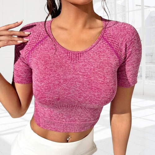 Lulu Short-Sleeve Yoga Top for Summer - Cool, High-End, Slimming, Fitness, Beautiful Back Design - One-Piece Yoga Top