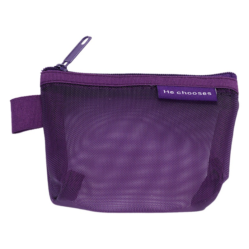 Casual Nylon Stereo Triangle Mesh Coin Purse Retro Color Key Bag Card Bag Coin Bag Transparent Storage Bag