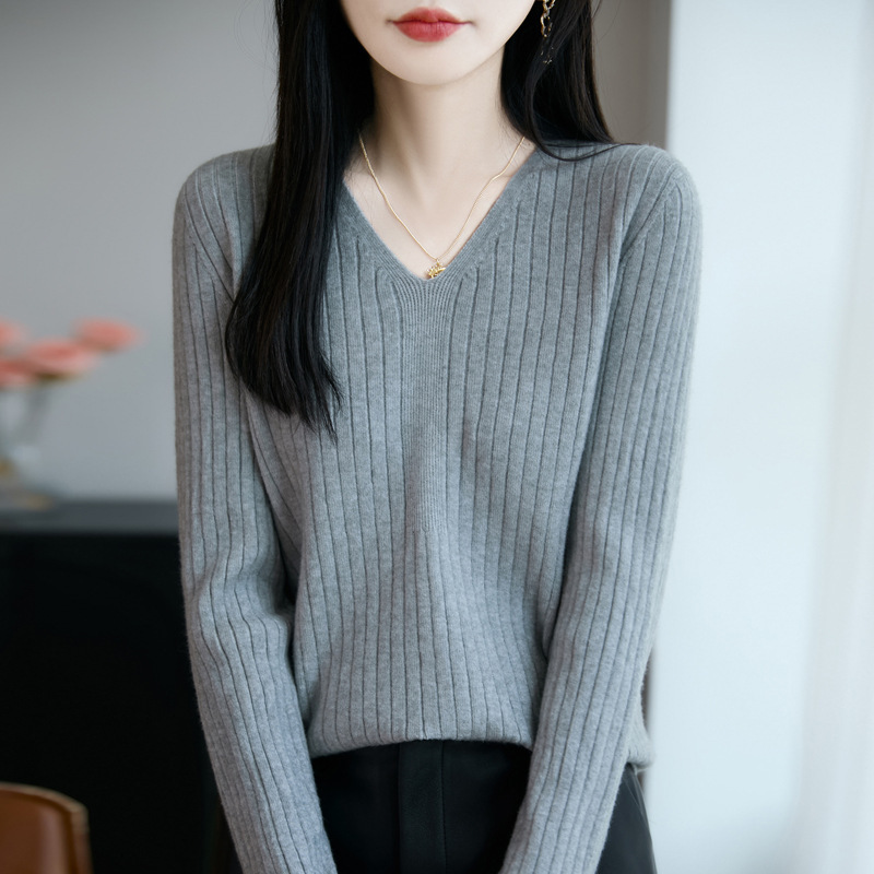 针织衫新款通勤v领上衣毛衣秋冬时尚针织|undefined