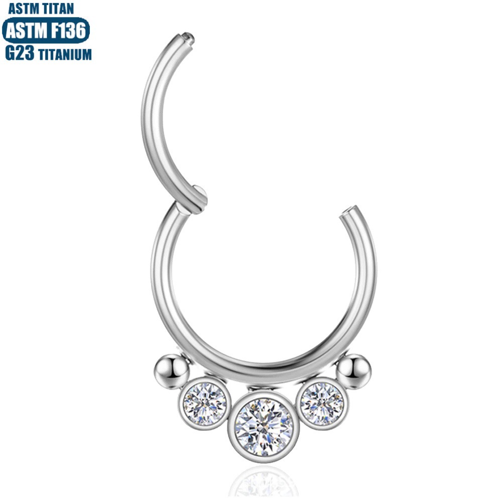 G23 Titanium Nose Ring Nasal Septum Ring Zircon Welding Beads Seamless Ring Body Piercing Jewelry Tragus Earrings Earrings detail image 7