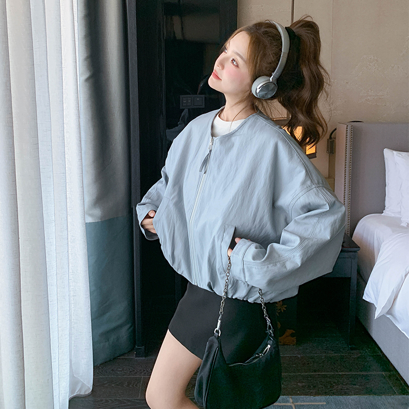 秋装2025新款韩系夹克外套女感小个子短款棒球服圆领开衫上衣|undefined