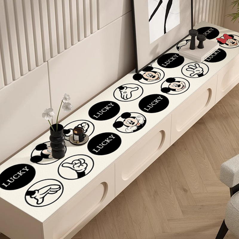 Leather Mickey Living Room Tv Cabinet Mat Sideboard Waterproof and Oil-Proof Table Mat Shoe Counter Top Cover Anti-Dirty Protective Mat