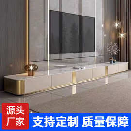 亮光岩板电视柜茶几组合落地意式极客厅北欧户型家用实木电视柜