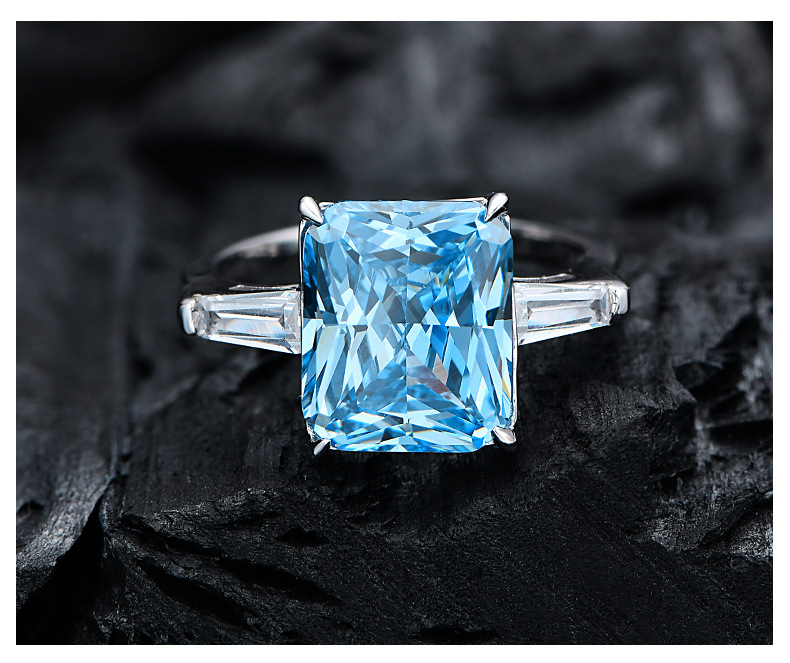 Fashion Geometric Sterling Silver Inlay Zircon Rings 1 Piece