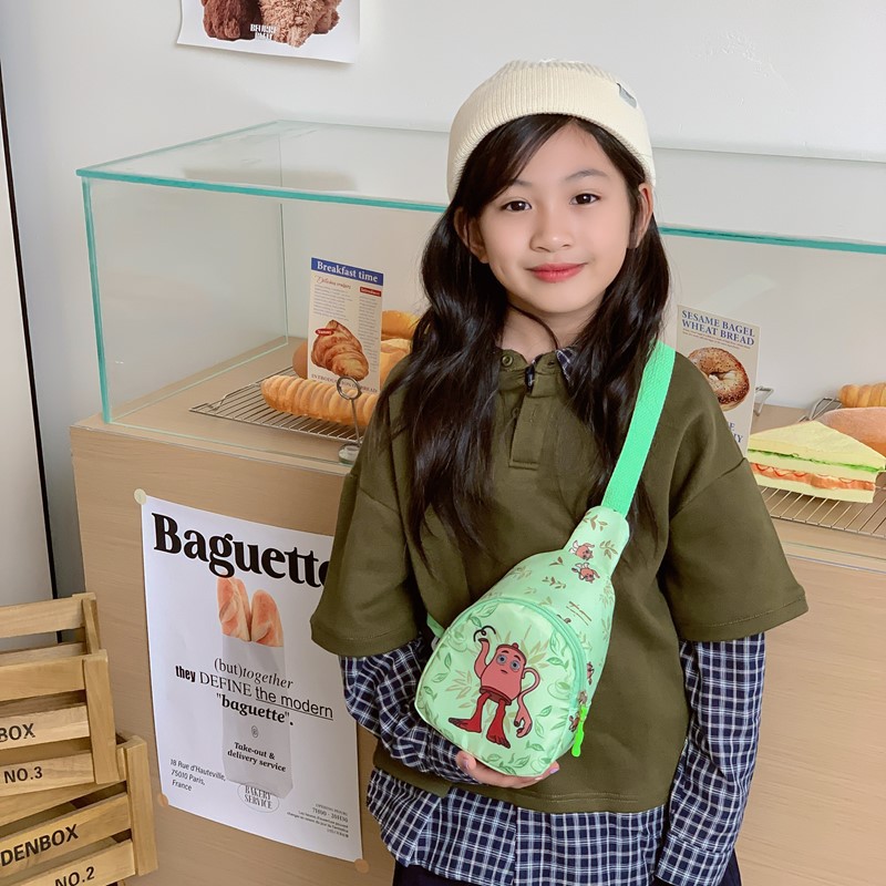 Caricatura lindo bolso de pecho infantil impresión extranjera de montaña y mar, bolso de mochila para niños y niñas, bolso de cambio de moda para niños