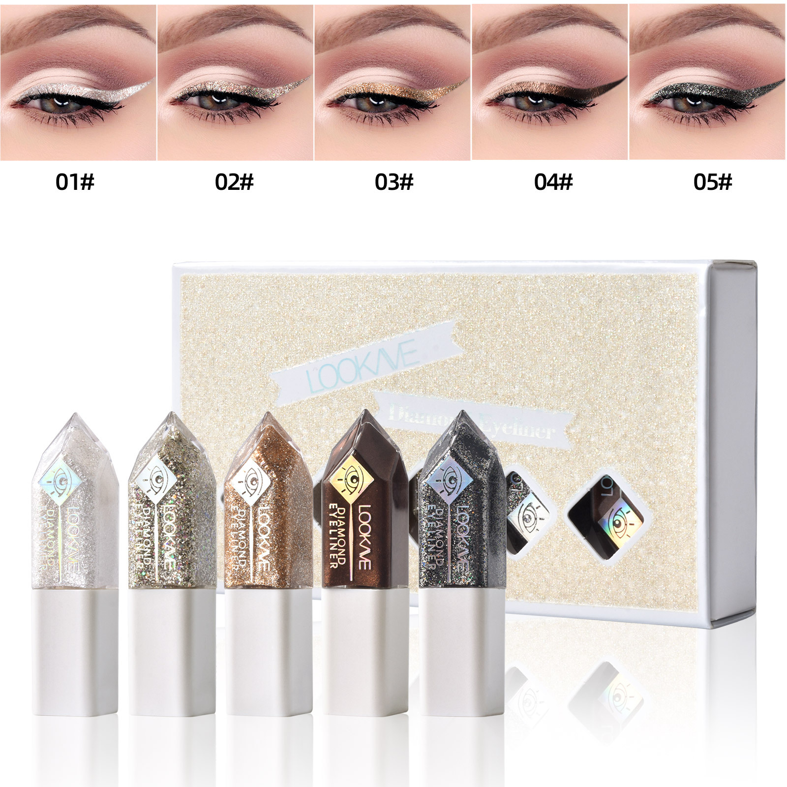 LOOKAVE foreign trade eye makeup wholesale diamond shiny pearl Eyeliner Eyeliner color LK47E set
