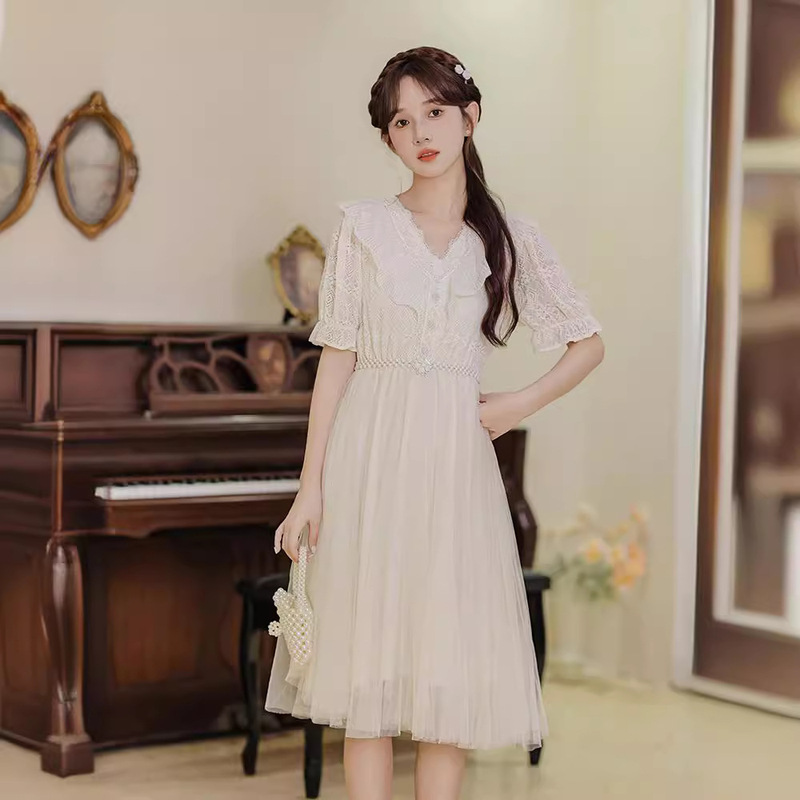 Women's Heavy Industry Ruffled Stitching Elegant dress Slim Fit Fairy Skirt Mid-length Mesh Skirt Birthday Banquet Skirt