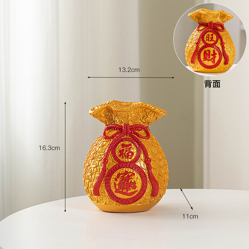 Chino suerte bolsa florero resina decoración casa fortuna significado bolsa de ahorro de la sala de TV decoración del gabinete