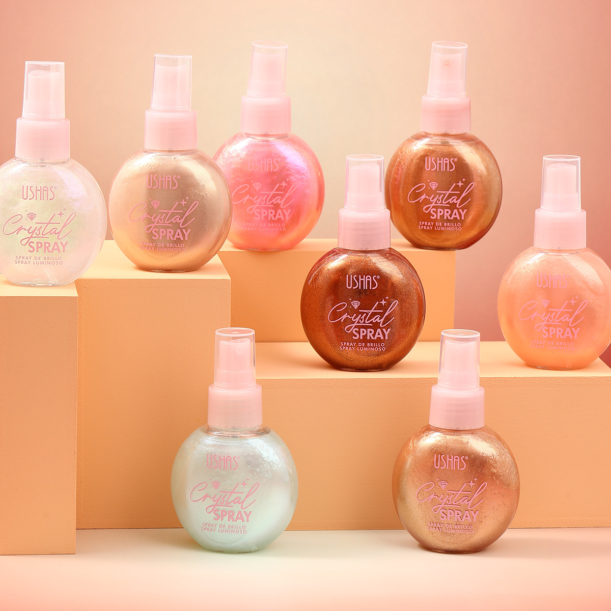 (caja de exhibición) USHAS venta caliente líquido transfronterizo brillante brillante humectante reparador pulverización de alta luz UC103A + B