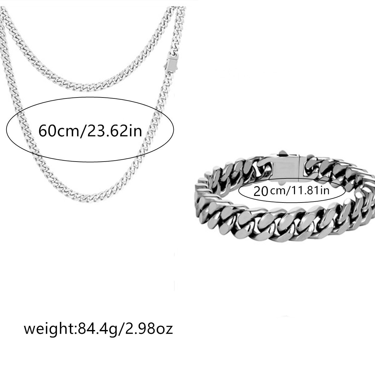 23g Weight Jewelry Set Classification Hip-Hop Simple Style Geometric 304 Stainless Steel Polishing Men's Jewelry Set Men Necklace Sets