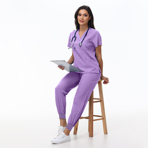 Amazon V-neck Short-sleeve Nursing Uniform for Men and Women, Skin Management Handwashing Gown, Operating Room Isolation Suit, Work Uniform Set