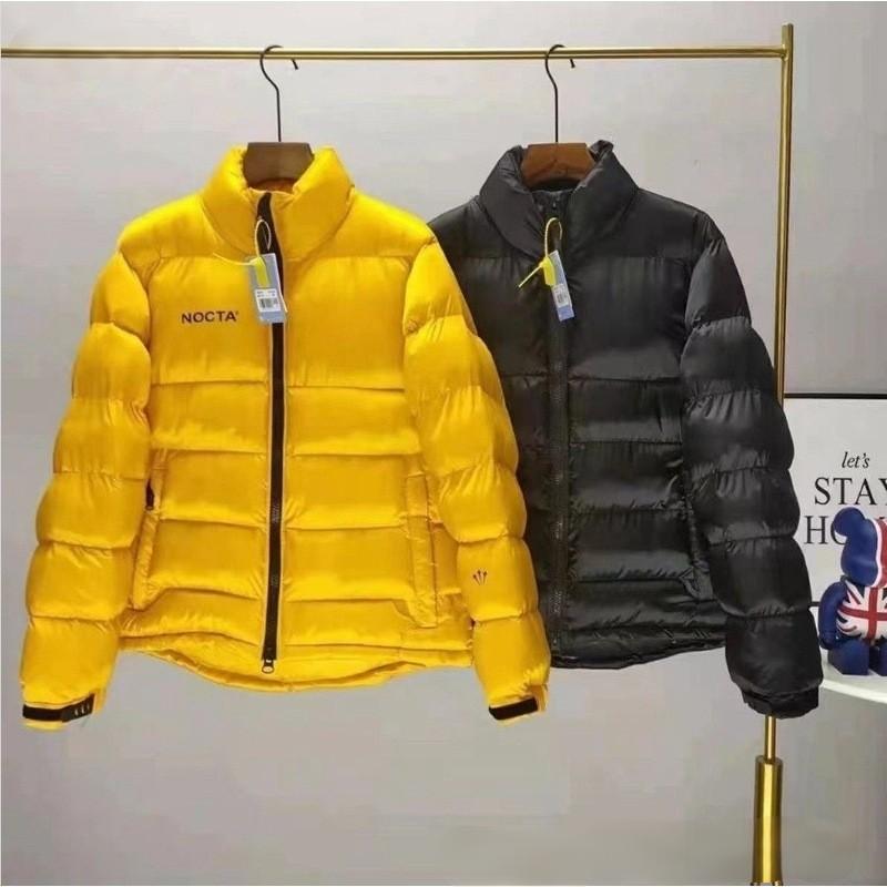 Winter unisex stand-up collar solid color cotton jacket with embroidered hook, casual loose-fitting cotton coat, couple's puffer jacket