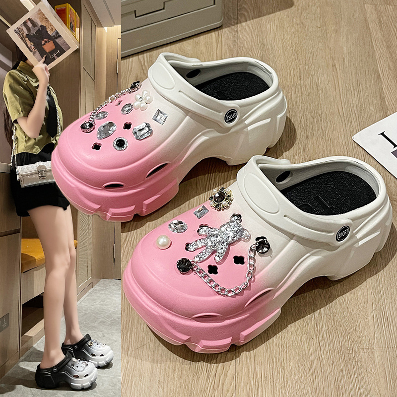 Popular Clogs for Women Summer 2024 New Fashion Lightweight Lazy Toe-Toe Drag Eva Thick-Soled Clogs for Outer Wear
