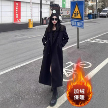 加绒加厚毛呢外套女中长款2025年新款秋冬季高级感赫本风呢子大衣