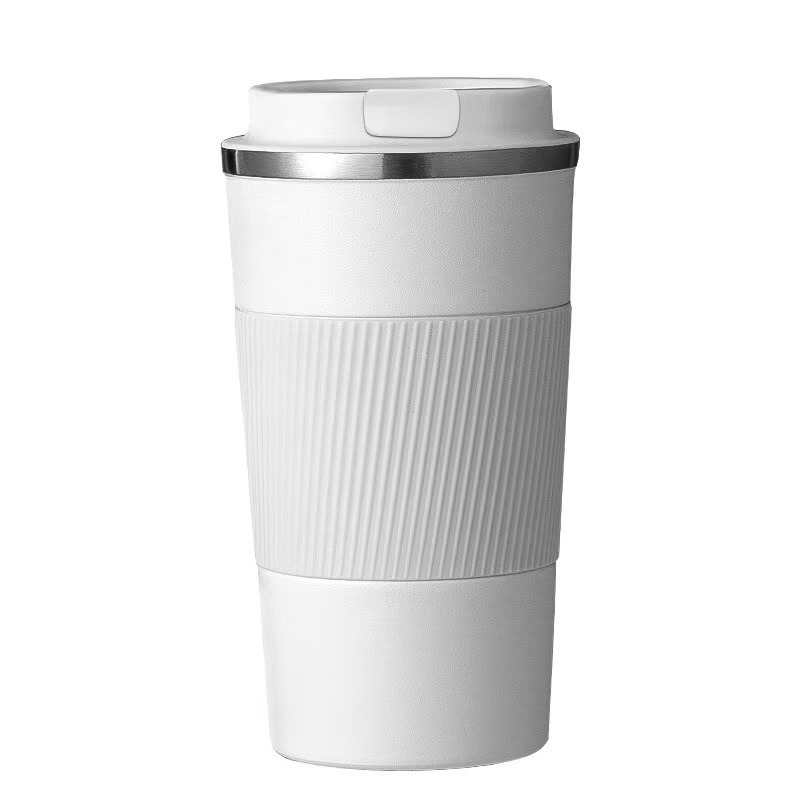 Moda de automóvil de tres generaciones taza de café 304 taza de acero inoxidable portátil antideslizante cubierta de silicona taza de mano