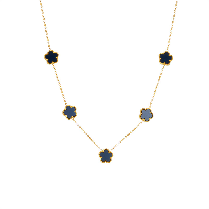 Nueva moda europea y americana no-desvanecimiento de acero de titanio de cinco hojas serie de trébol de moda de lujo ligero espárragos pulsera collar traje