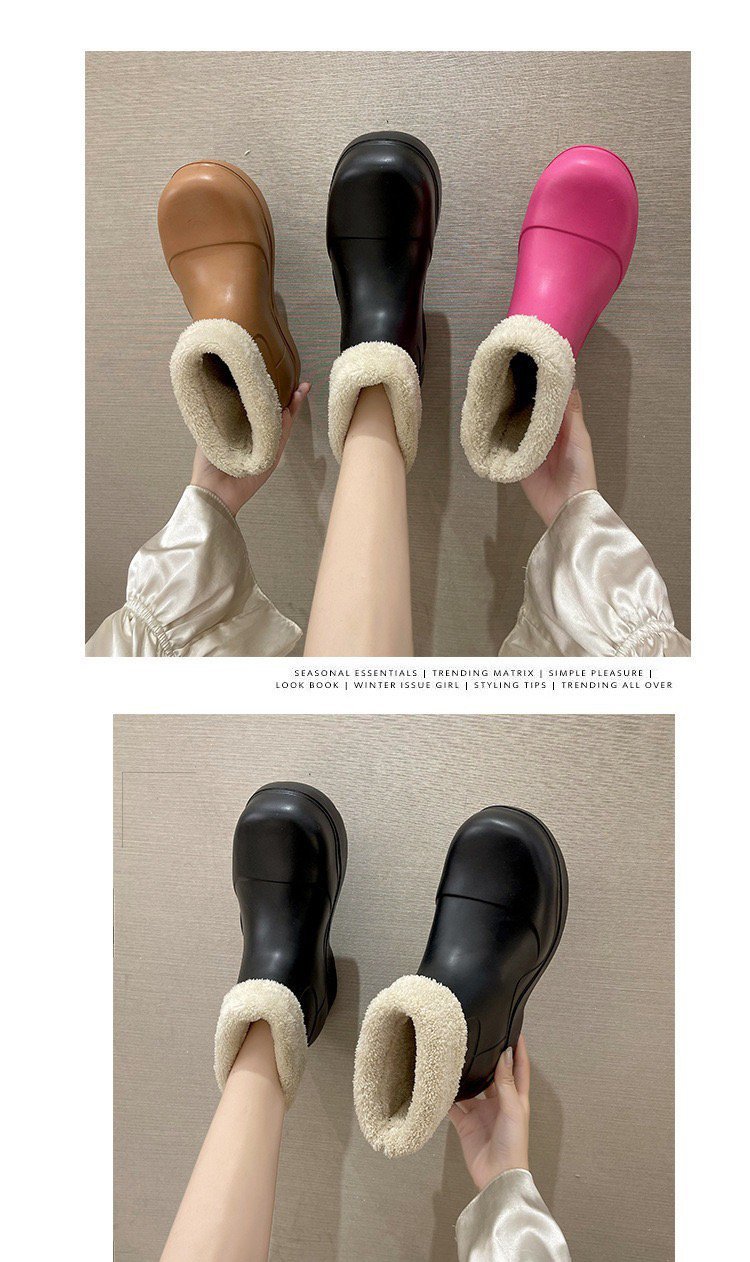 2023 Nuovi stivali da pioggia Stivali da neve impermeabili Stivali da donna con suola spessa Martin Stivali da pioggia in peluche staccabili Stivali corti di moda_voghion.com