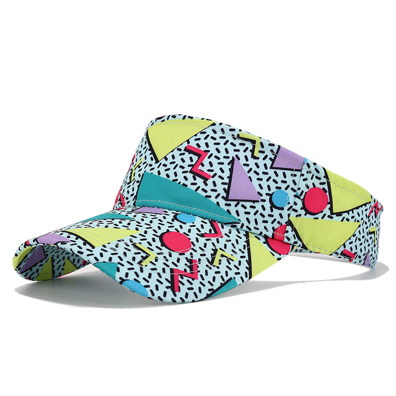 Summer Geometric Print Hat Outdoor Sunshade Protection Baseball Style Unisex Sun Visor Cap_voghion.com